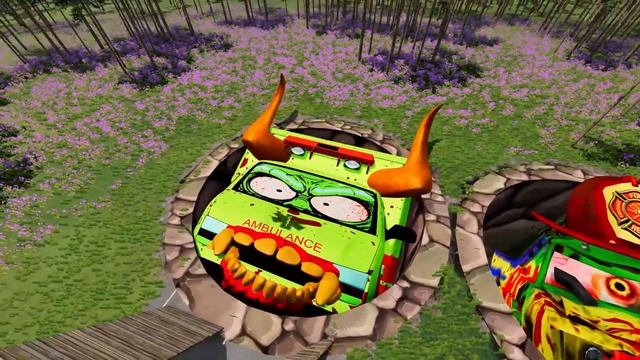 ЯМА ТРАНСФОРМИРУЕТ МОЛНИЮ В ЗОМБИ, Битва в BeamNG.Drive смотреть онлайн