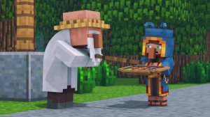 Странствующий торговцев и Зомби-житель в Майнкрафте, мультфильм