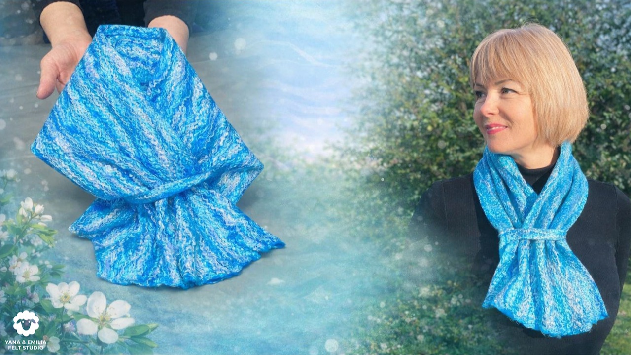 Как свалять двуслойный шарф без сложной раскраски смотреть онлайн