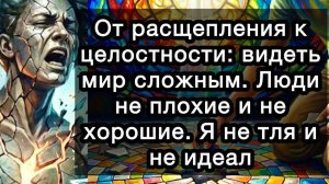 От расщепления к целостности: видеть мир сложным. Люди не плохие и не хорошие. Я не тля и не идеал