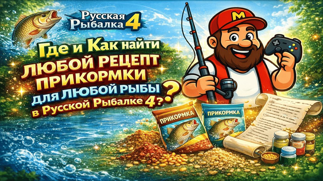 Где и Как найти любой рецепт прикормки для любой рыбы в Русской Рыбалке 4? смотреть онлайн
