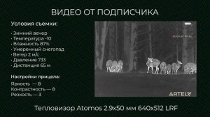 Как видит тепловизор Atomos 2.9x50 mm.  Видео от подписчика.