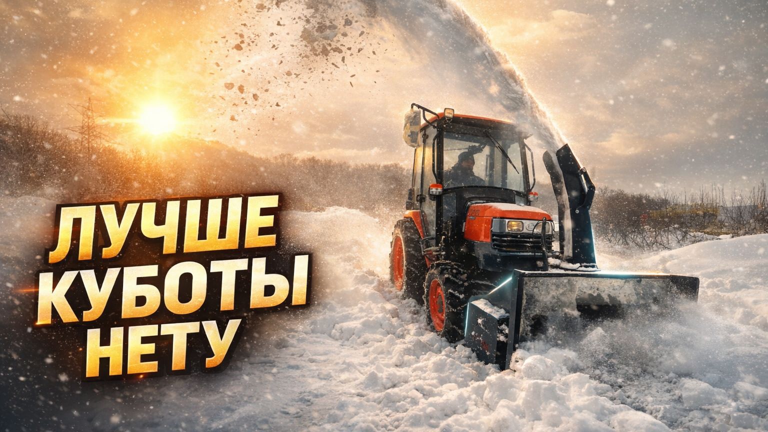 Трактор дизельный Kubota L3408 4WD с РОТОРНЫМ СНЕГОУБОРЩИКОМ убирает снег. смотреть онлайн