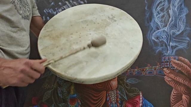 Шаманский бубен 60 см с деревянной рукоятью смотреть онлайн