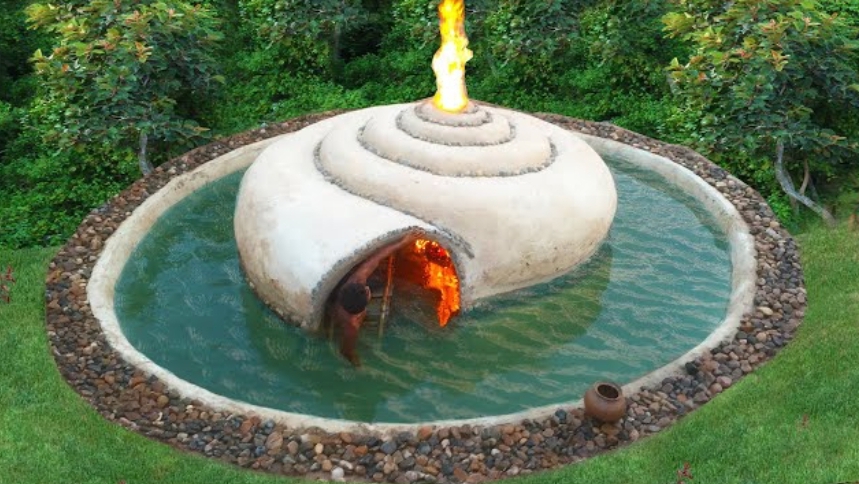 Построили домик, как ракушка улитки, примитивными методами. смотреть онлайн