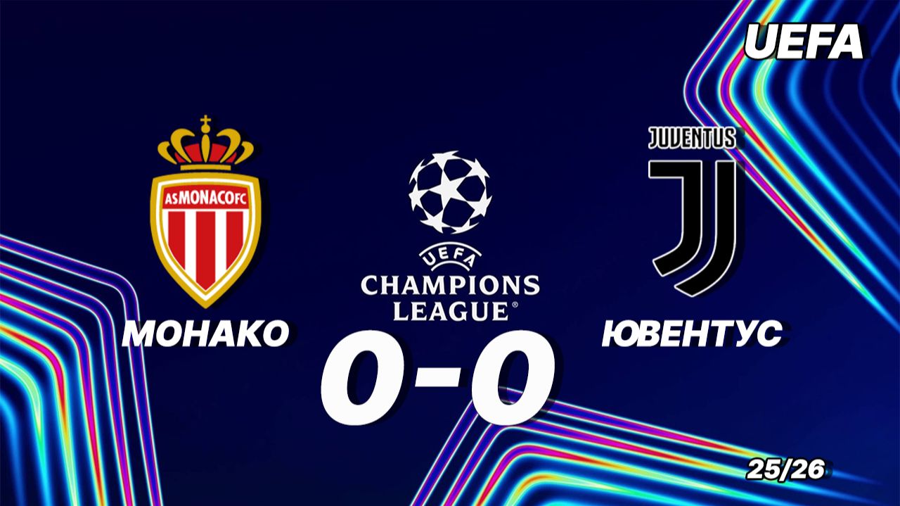 Монако — Ювентус 0:0. Обзор матча. Лига чемпионов 25/26 смотреть онлайн
