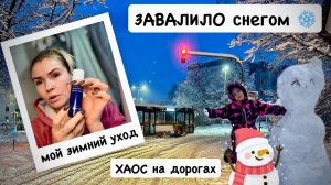 ВЛОГ: ❄️ Нас ЗАВАЛИЛО снегом! 20 см за ночь 😱 Отменили школы | ХАОС 🙈 мой зимний уход за кожей