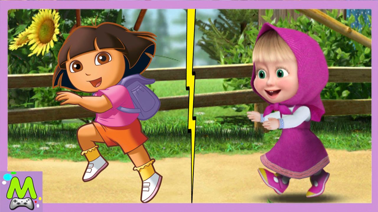 Маша против Даши в Бегалках по Лесу и Джунглям.Мультяшные Гонки Наперегонки.Мультик Игра смотреть онлайн