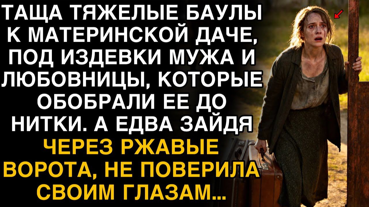 ТАЩА БАУЛЫ НА ДАЧУ ПОД СМЕХ МУЖА И ЛЮБОВНИЦЫ, ОНА НЕ ПОВЕРИЛА ГЛАЗАМ, ЗАЙДЯ ЗА ВОРОТА… смотреть онлайн