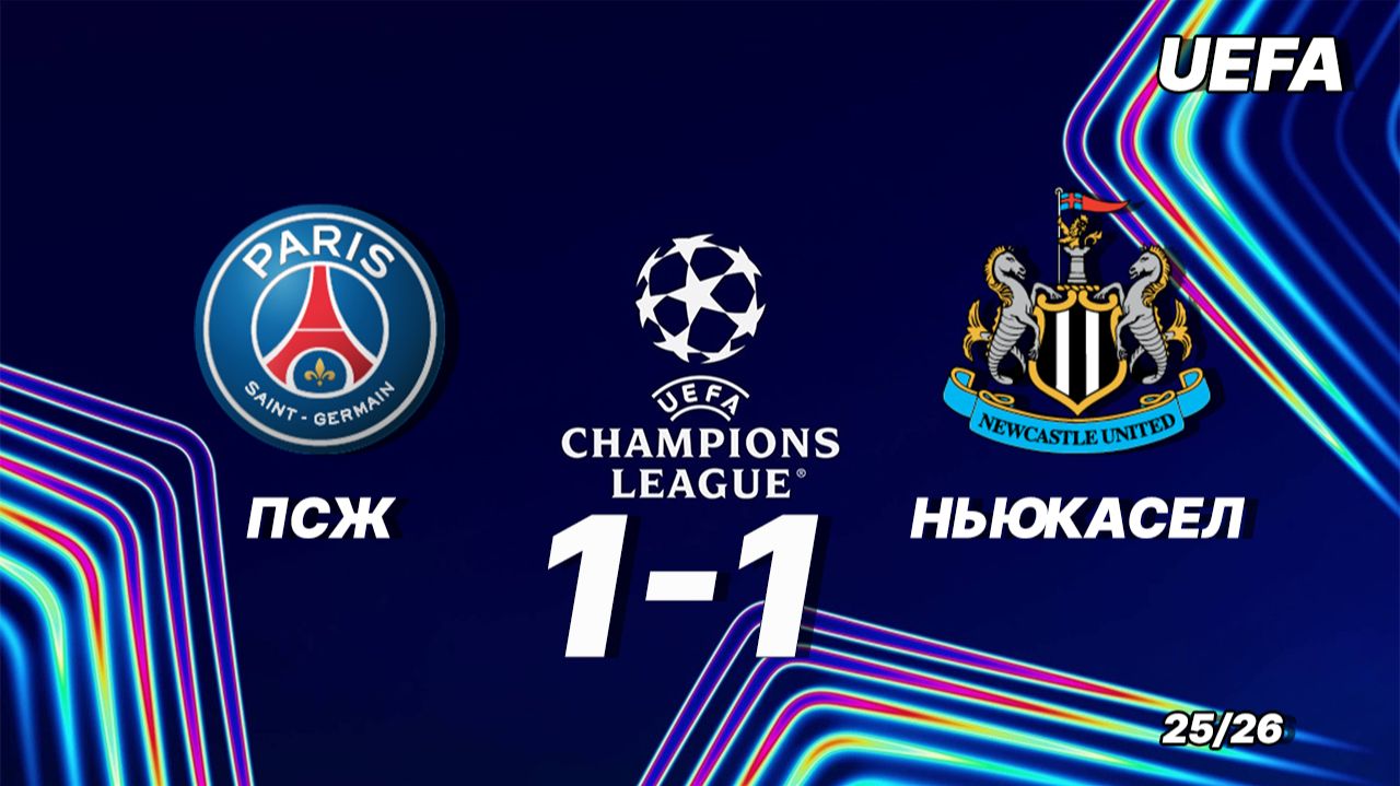 ПСЖ — Ньюкасел 1:1. Обзор матча. Лига чемпионов 25/26 смотреть онлайн