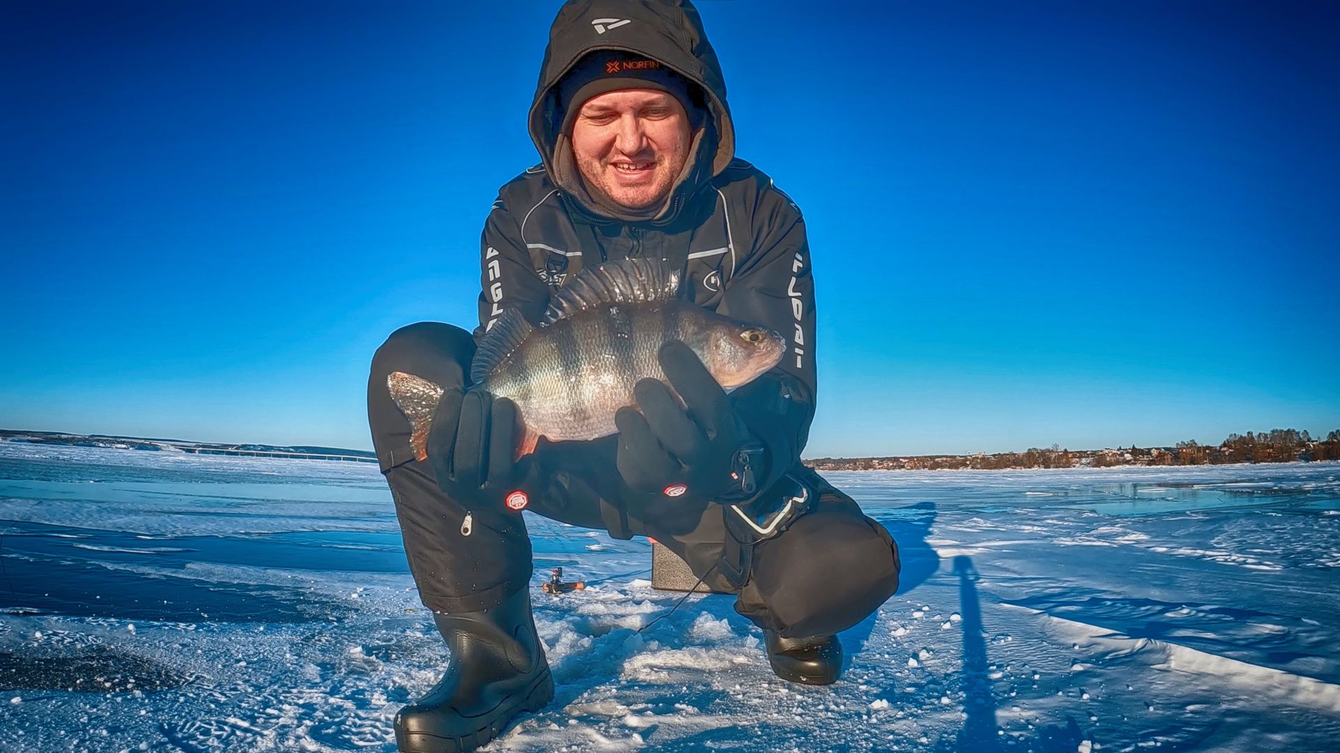 НАШЕЛ ПОКРУПНЕЕ! Ловля ОКУНЯ на балансир. Зимняя рыбалка на мотособаке Белка 8. смотреть онлайн