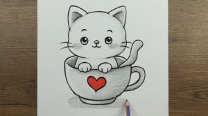 Как нарисовать миленькую кошку простым карандашом