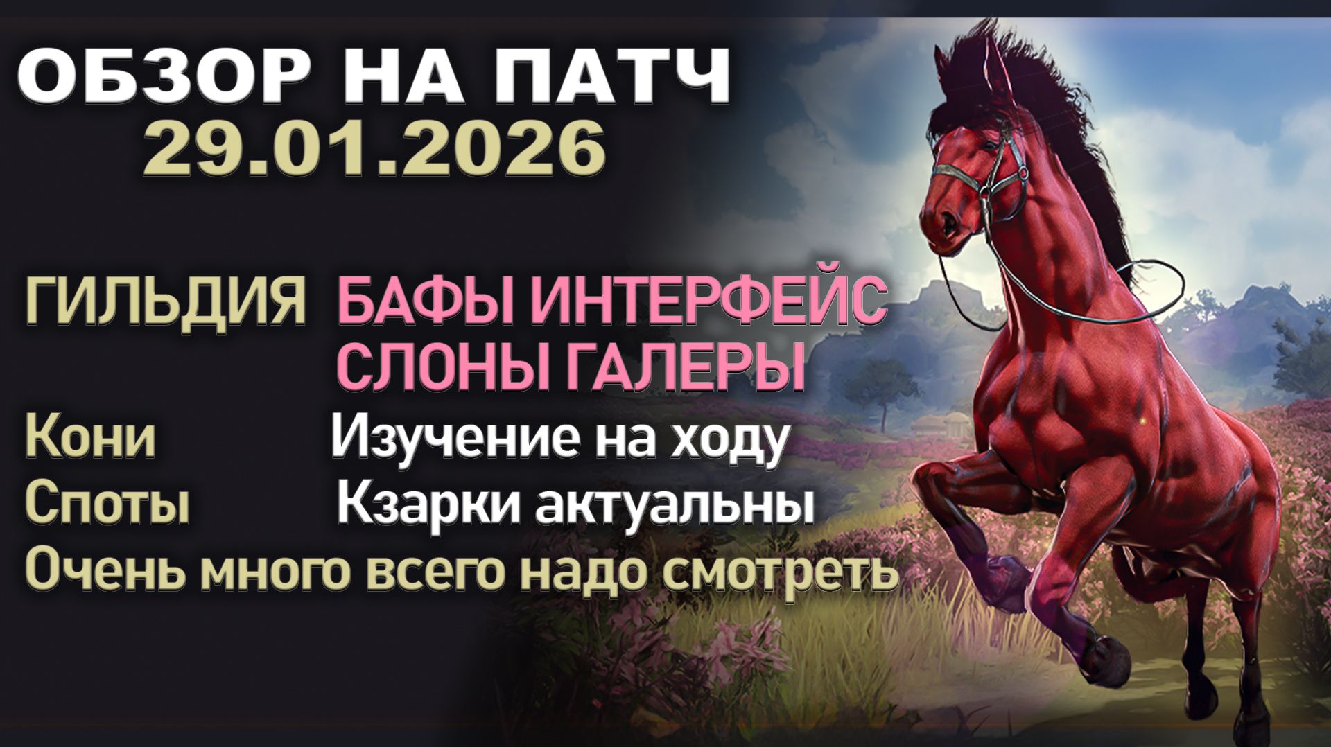 ГИЛЬДИЯ КОНИ НАСТРОЙКИ СПОТЫ 29.01.2026 Патч по игре Black Desert смотреть онлайн