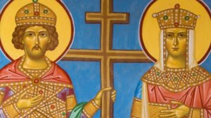 Равноапостольные царь Константин и матерь его царица Елена.