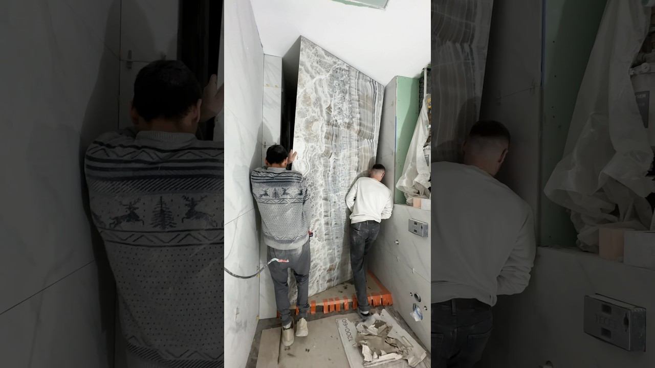 Монтаж огромной плитки! ПОДПИСЫВАЙСЯ #ремонтквартир #дизайндома #ремонтдома #дизайнквартиры смотреть онлайн
