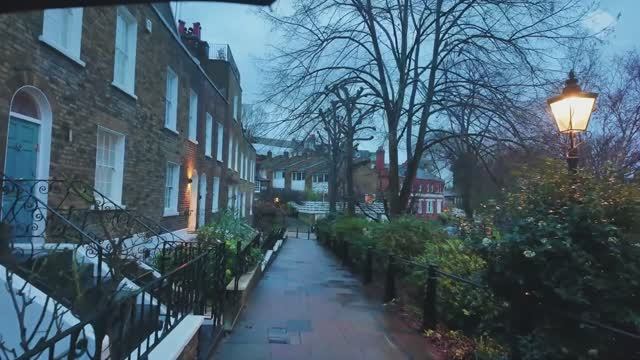 Прогулка по дождливому Лондону через Хэмпстед-Виллидж на закате ☔ смотреть онлайн