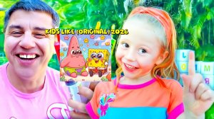 СУПЕР-Настя и папа открывают коробки с сюрпризами, чтобы выучить алфавит