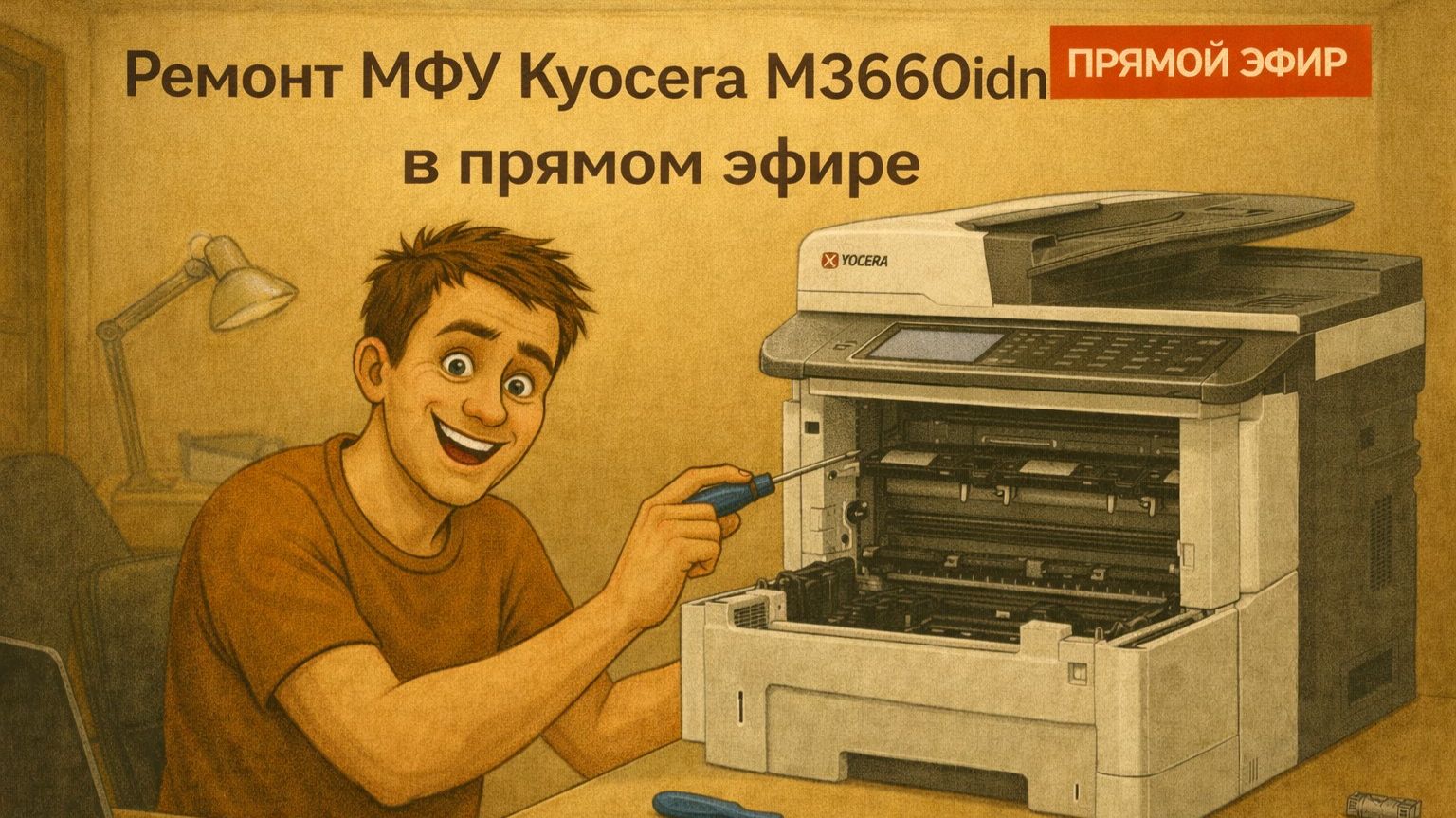 Ремонт МФУ Kyocera M3660idn в прямом эфире