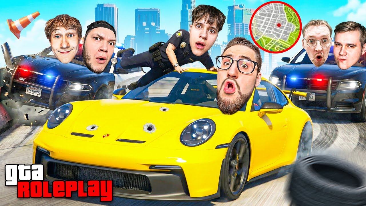 5 КОПОВ vs 1 ВОР! СБЕЖАТЬ ИЗ ГОРОДА ЗА 1 ЧАС! ЗАТРОЛИЛ ВСЕХ 3 РАЗА В ОДНОМ МЕСТЕ! (GTA 5 RP) смотреть онлайн