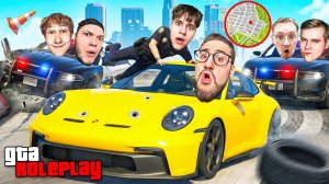 5 КОПОВ vs 1 ВОР! СБЕЖАТЬ ИЗ ГОРОДА ЗА 1 ЧАС! ЗАТРОЛИЛ ВСЕХ 3 РАЗА В ОДНОМ МЕСТЕ! (GTA 5 RP)