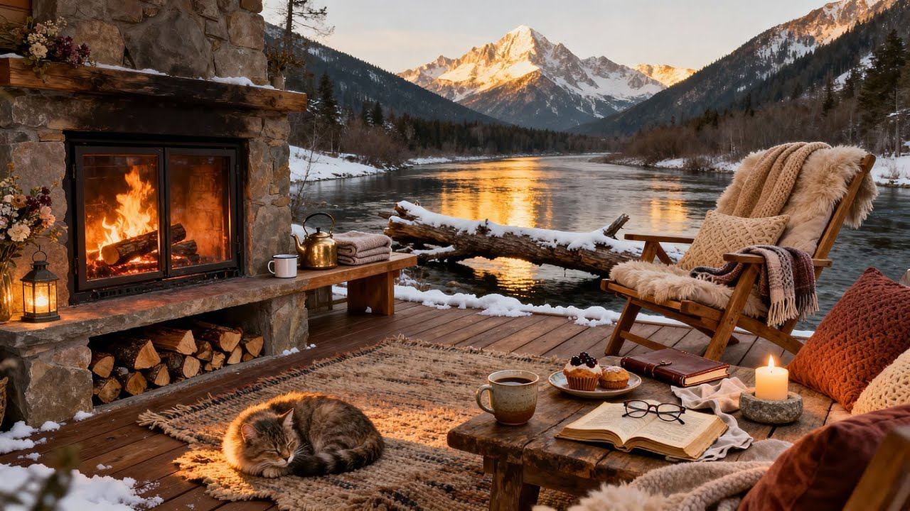 Камин. Уличный Треск Камина. Приятные звуки ветра и волн. смотреть онлайн