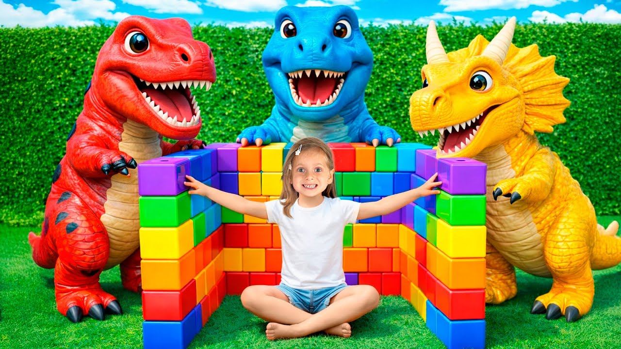 Шесть динозавров на площадке - Весёлое приключение для детей! смотреть онлайн