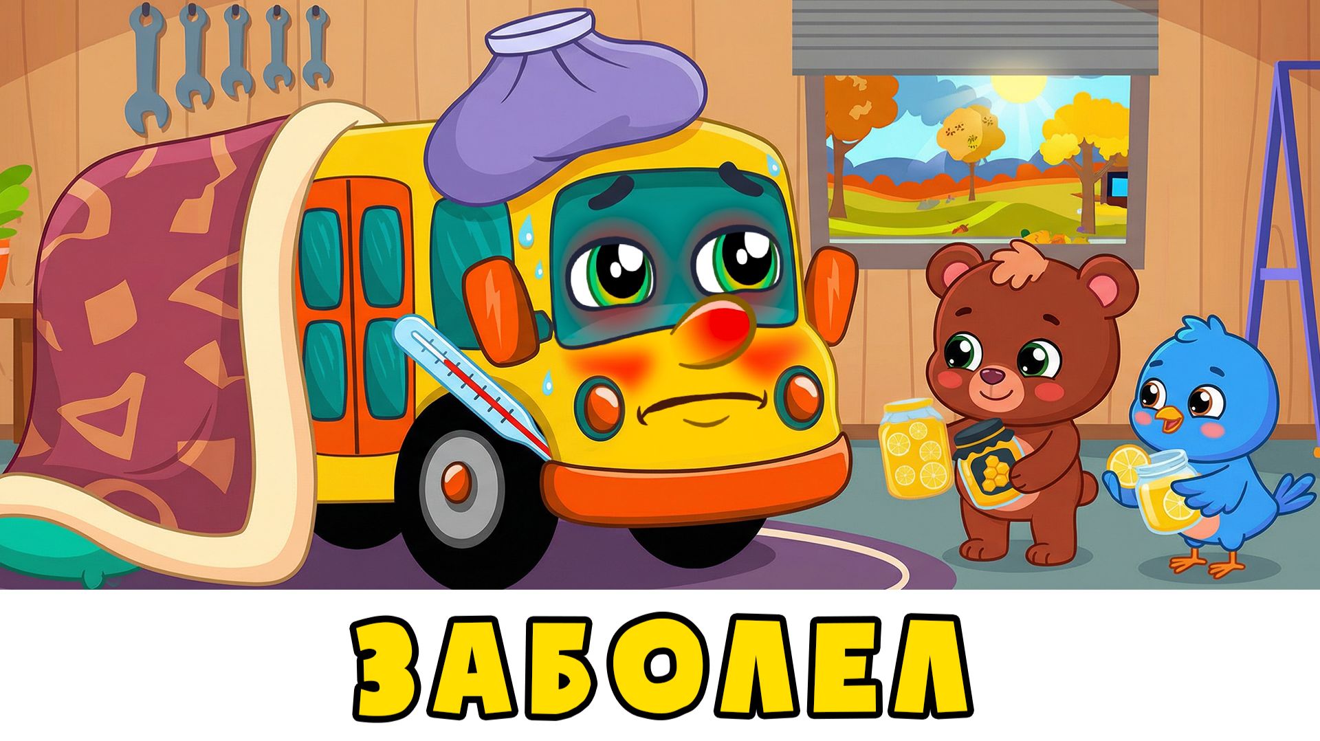 Автобус Борис ЗАБОЛЕЛ 🤒 Приучаем детей одеваться по погоде 👶🏼 Развивающие мультики с песенками смотреть онлайн