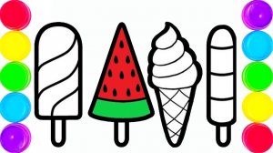 Мультик раскраска для детей и малышей. Сборник рисунки и раскраски. Как нарисовать мороженое