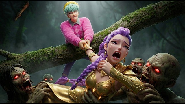 Малышка Саджа спасает Руми от свирепых зомби. Спасение в джунглях пошло не так. Охотники на демонов смотреть онлайн