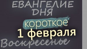 1 февраля Воскресенье Евангелие дня 2026 короткое!