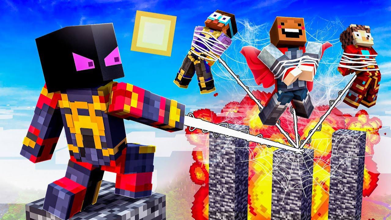 ✅ Рандомные СУПЕРГЕРОИ + Экстримальные СТОЛБЫ с Ютуберами в Майнкрафт! смотреть онлайн