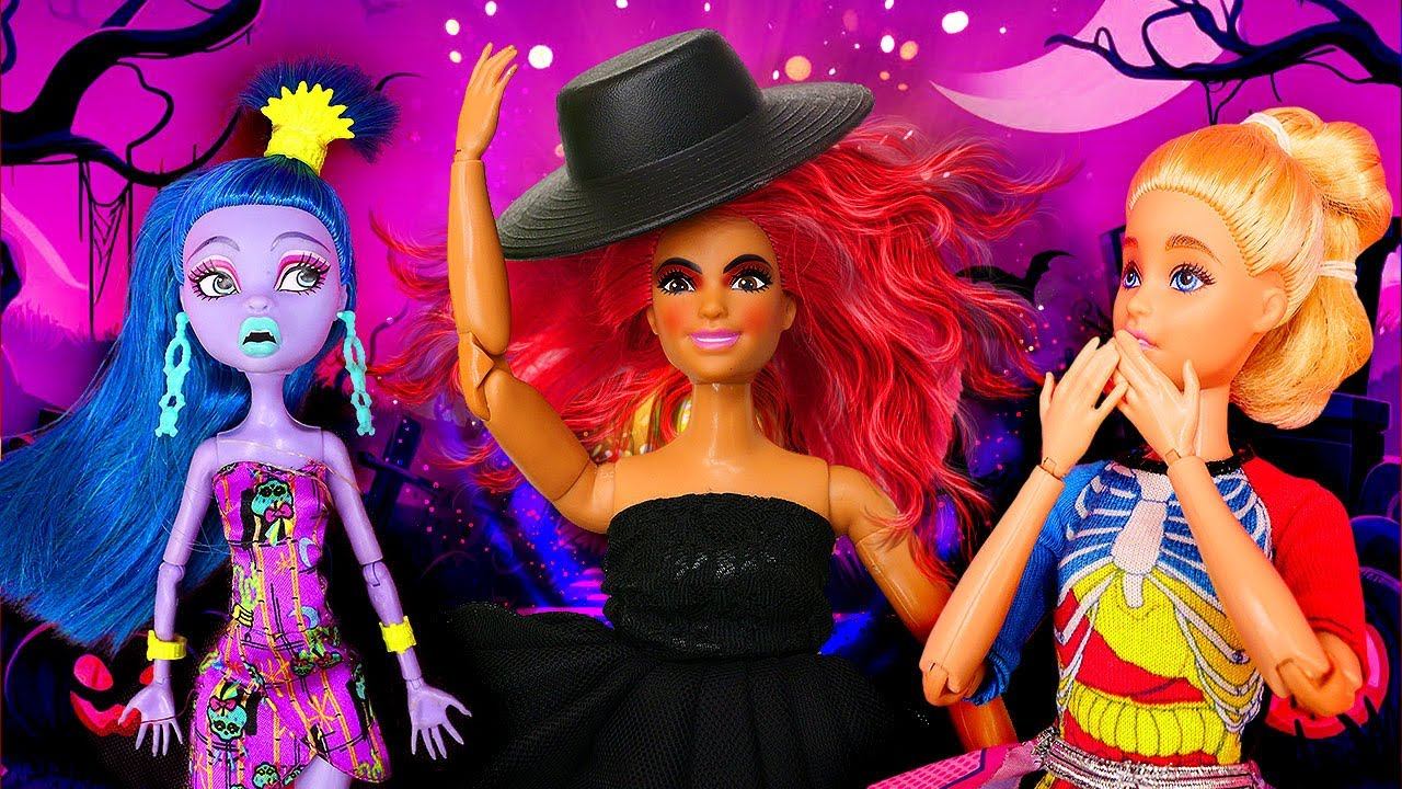 Влог Барби: Куклы устроили вечеринку на Хэллоуин! Видео для девочек смотреть онлайн
