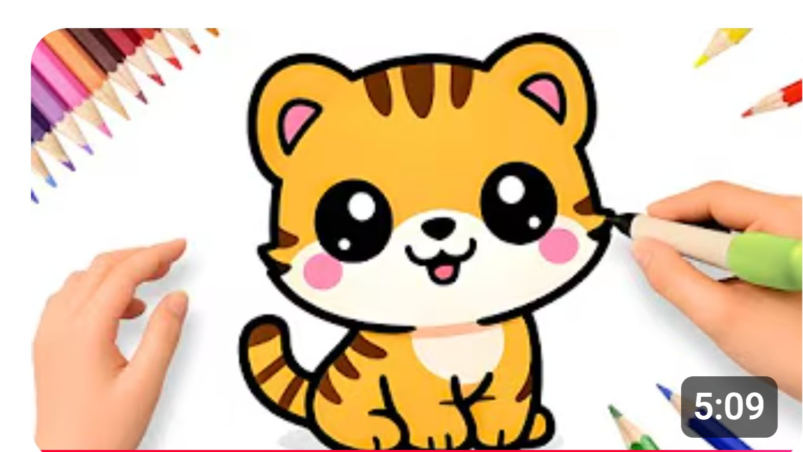 КАК НАРИСОВАТЬ МИЛОГО ТИГРА В СТИЛЕ КАВАЙИ 🐯 смотреть онлайн