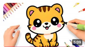 КАК НАРИСОВАТЬ МИЛОГО ТИГРА В СТИЛЕ КАВАЙИ 🐯