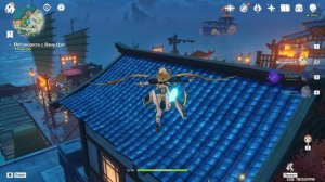 Прохождение Геншин Импакт, задание легенд Ода серебряной луне, освещённая фонарями  глава 1