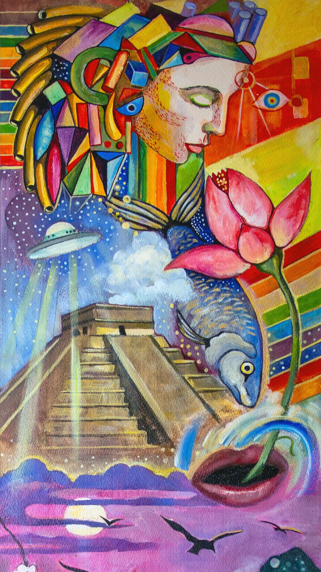 Декоративное панно с летающей тарелкой - анимация смотреть онлайн