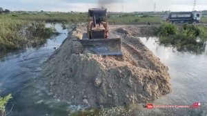Amazing Powerful Dozer Pushing Soil & Dump Trucks Dumping Soil Build Road Around Connect Processing