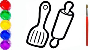 Мультик раскраска для детей и малышей. Как нарисовать рисунок посуда