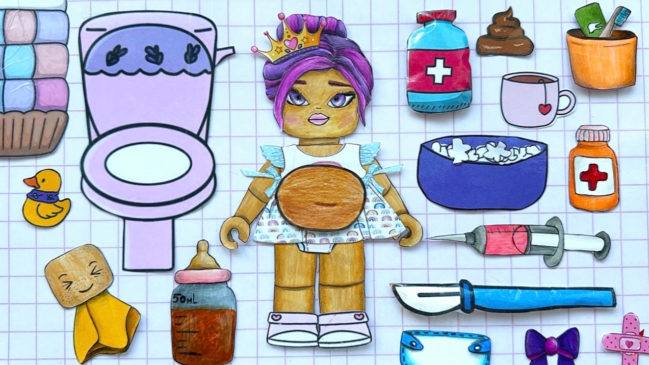 Roblox рожает в ванной 🛁 / бумажный уход за малышом 👶🏻 смотреть онлайн