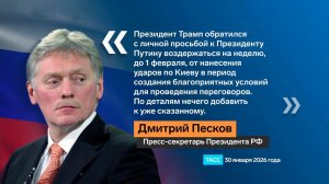 Песков: РФ согласилась на просьбу Трампа воздержаться от ударов по Киеву до февраля.