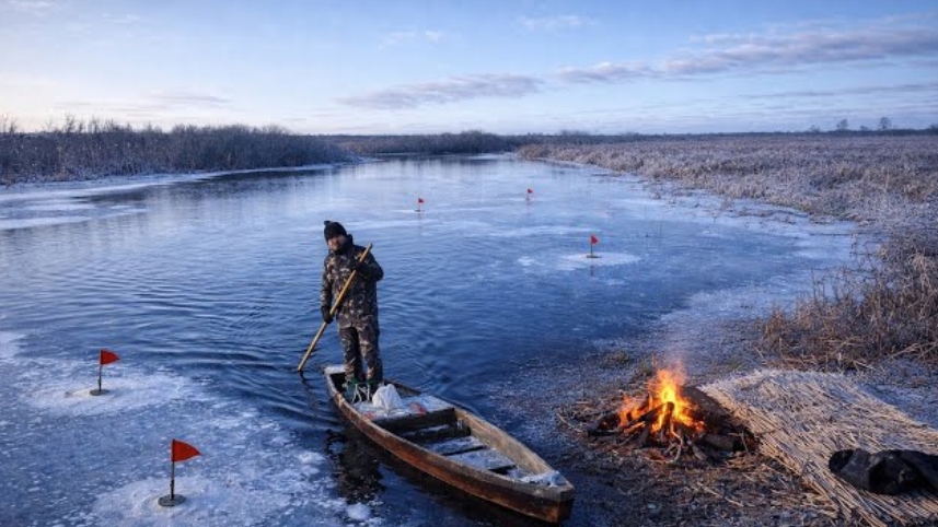 Кемпинг и рыбалка на реке в -10 градусов. смотреть онлайн