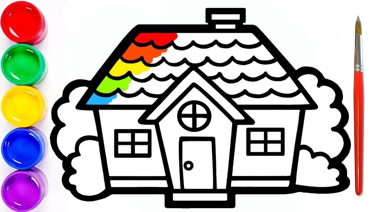 Мультик раскраска для детей и малышей. Как нарисовать рисунок дом смотреть онлайн