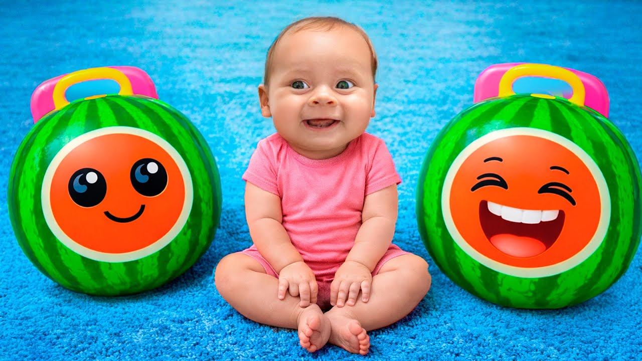 Малыш играет с забавными фруктами! смотреть онлайн