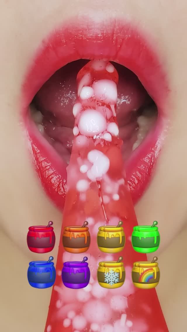 ASMR звуки рта и еды: разноцветное медовое желе мукбанг смотреть онлайн