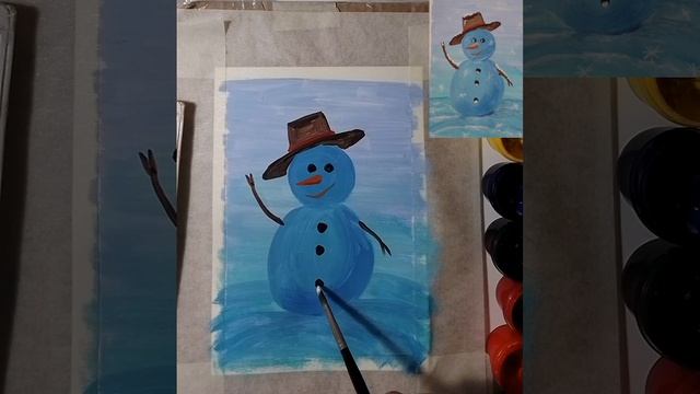 Рисуем просто снеговика гуашью смотреть онлайн