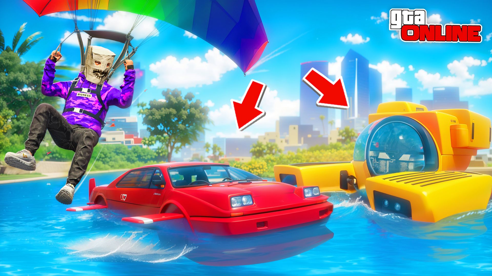 НАШЕЛ ВСЕ ПЛАВАЮЩИЕ ТАЧКИ НА ПАРАШЮТЕ! БИТВА ПАРАШЮТИСТОВ В ГТА 5 ОНЛАЙН смотреть онлайн