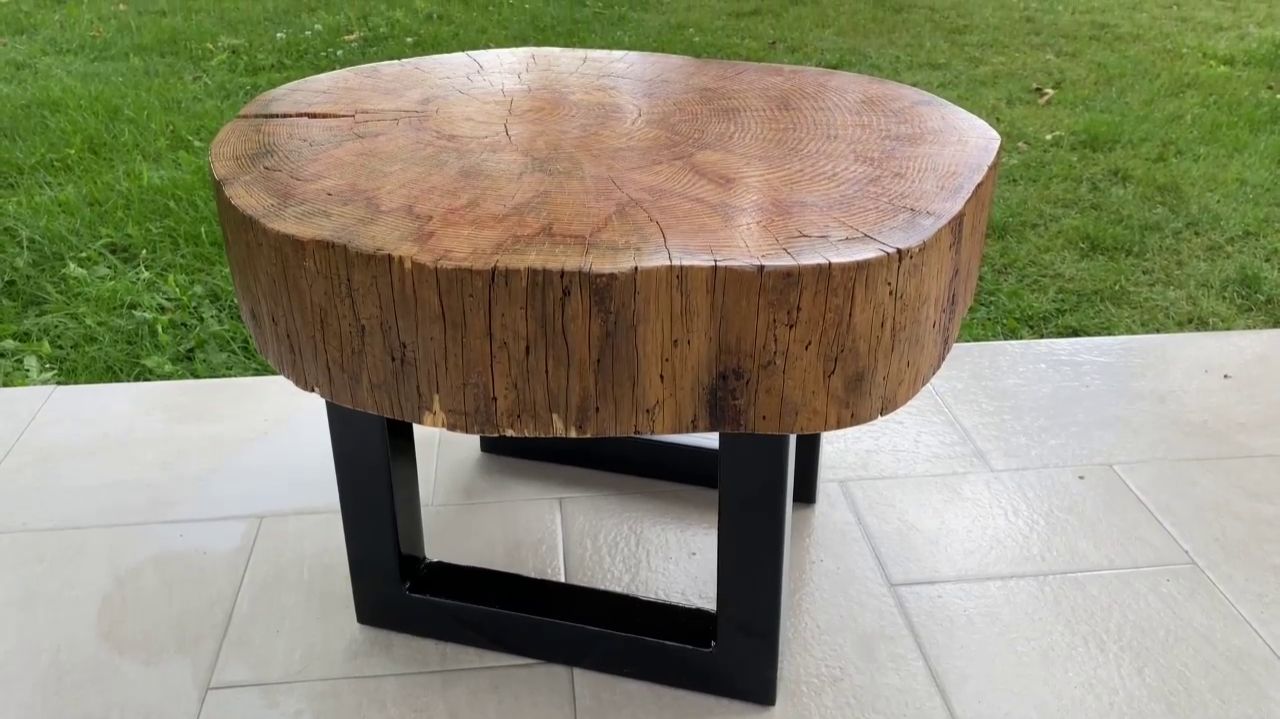 Кофейный столик Live Edge со стальными ножками смотреть онлайн