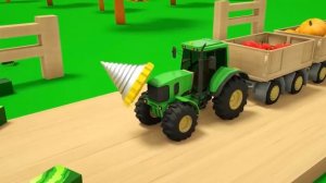 Зеленый трактор и Экскаватор учит цвета и цифры