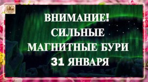 ВНИМАНИЕ! СИЛЬНЫЕ МАГНИТНЫЕ БУРИ 31 ЯНВАРЯ 2026!
