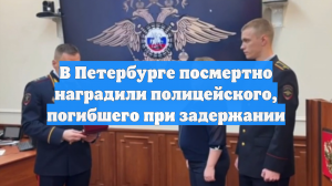 В Петербурге посмертно наградили полицейского, погибшего при задержании